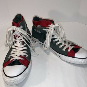CONVERSE Red/Green Double Tongue High Top Chucks